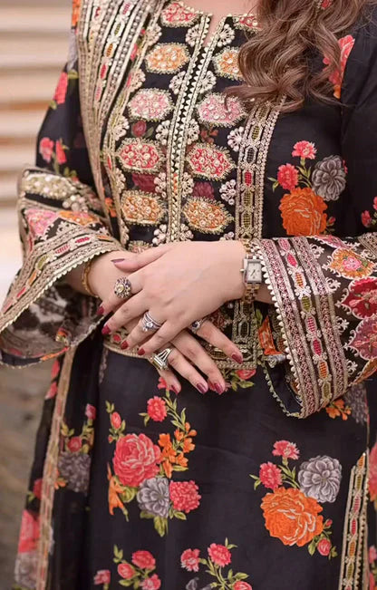 Viral Kareena 3 Pcs Embroidered (Black)