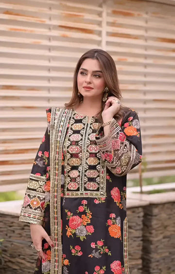 Viral Kareena 3 Pcs Embroidered (Black)