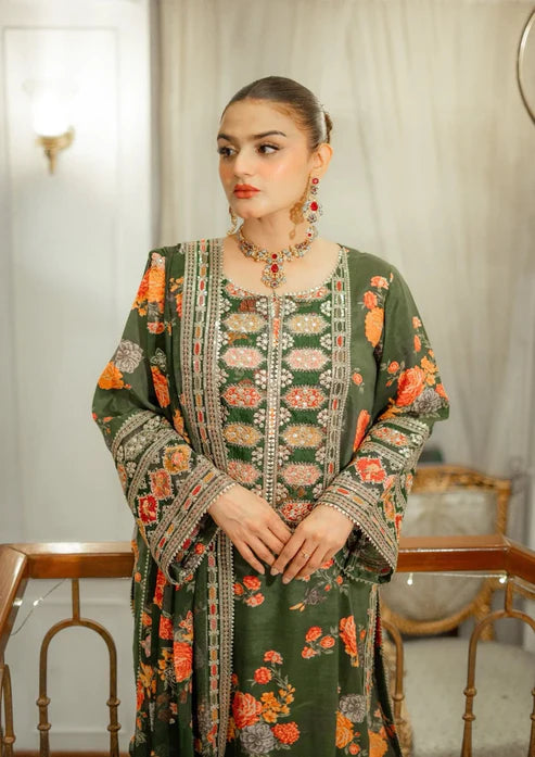 Viral Kareena 3 Pcs Embroidered (Green)